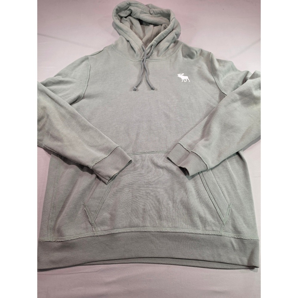 Abercrombie &‎ Fitch Mens Large Sage Green Moose Logo Graphic Pullover Hoodie L